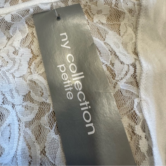 NWT NY Collection Womens White Lace Wrap LongSleeve Blouse Gypsy Fairy Lagenlook - Picture 5 of 11